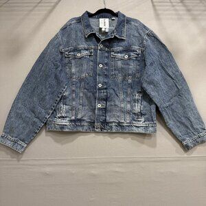 Collusion Jacket Mens XL Blue Denim Stonewash Oversized Trucker Unisex Pockets